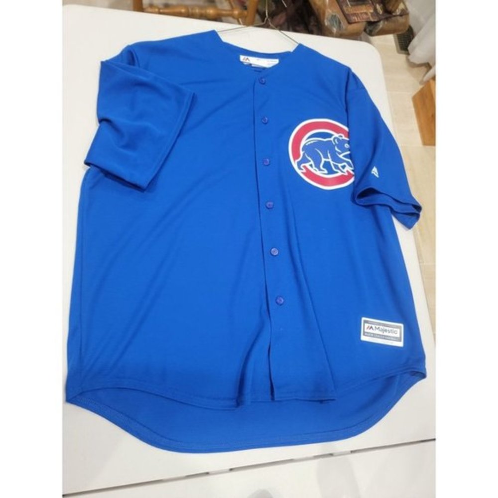Chicago Cubs #47 Bright Blue Short Sleeve Jersey Majestic Cool Base 2XL Button D